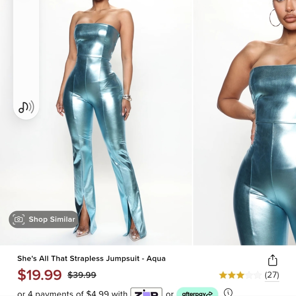 She's all that strapless jumpsuit